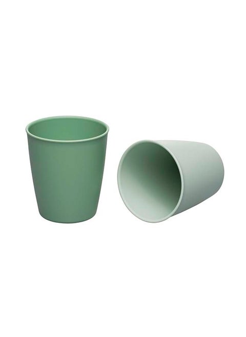 Drinking Beaker, Stackable, Extra-Light And Ergonomic, Break-Proof, Microwave And Dishwasher Friendly, Bio-Based Plastic, Green 2 pcs