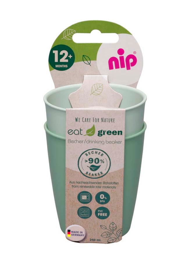 nip Drinking Beaker, Stackable, Extra-Light And Ergonomic, Break-Proof, Microwave And Dishwasher Friendly, Bio-Based Plastic, Green 2 pcs  - Image 2