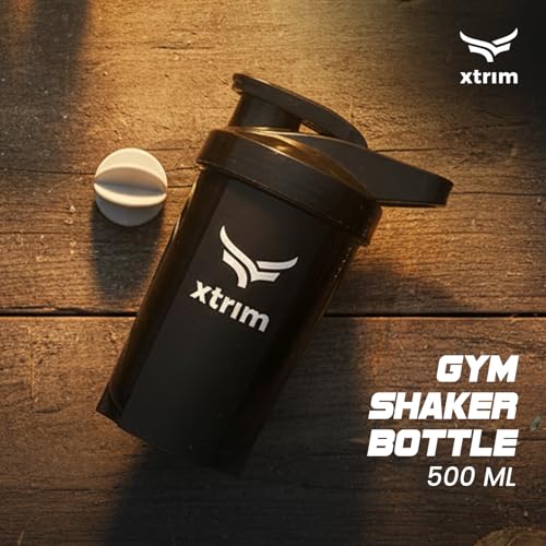 XTRIM Micro Protein Shaker Bottle 500ml for Men & Women, Compact, Leakproof, BPA-Free Gym Shaker with Wire Mixer, Ideal for Protein Shakes, Pre-Workout Smoothies, Smooth Mixing for Pre & Post Workout - Image 2