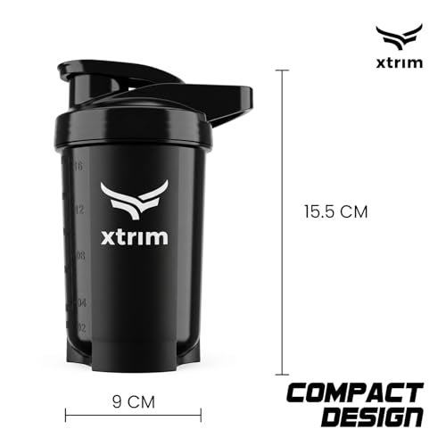 XTRIM Micro Protein Shaker Bottle 500ml for Men & Women, Compact, Leakproof, BPA-Free Gym Shaker with Wire Mixer, Ideal for Protein Shakes, Pre-Workout Smoothies, Smooth Mixing for Pre & Post Workout - Image 4