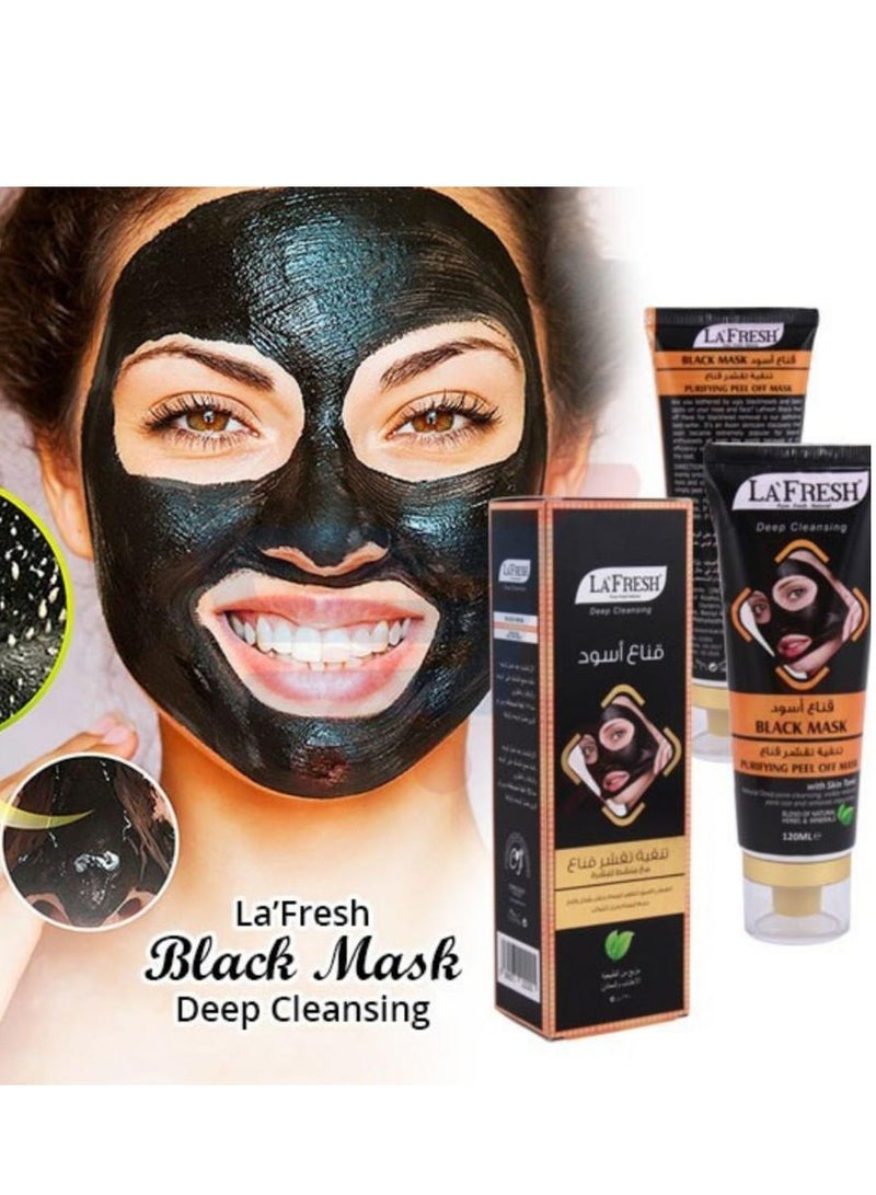 LA FRESH Face Mask of Purifying Charcoal Peel Off Mask  Deep Cleanse Blackhead Remover Pore Shrinking & Skin Brightening 120ml - Image 2
