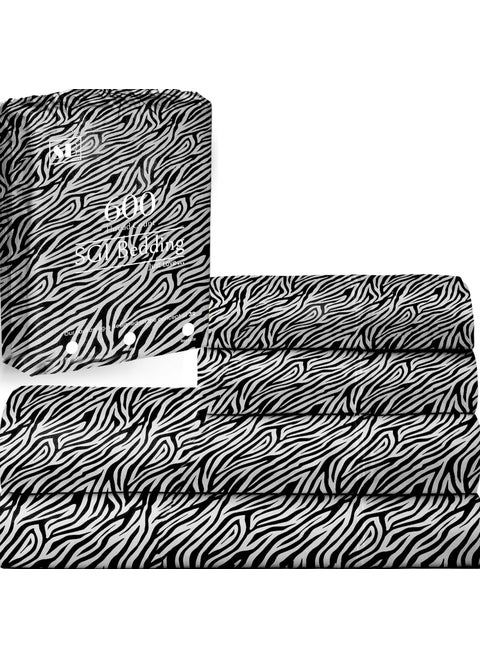 SGI bedding 600 Thread Count 4 Piece 100 Egyptian Cotton Queen Size Sheets Set 15 Deep Pocket Sheet Set Premium Breathable Soft and HotelQuality Luxury Sheets  Zebra Print