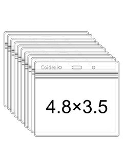 Coideal Lastic Horizontal Badge Holder - Coideal 12 Pcs Thick Name Tag Id Card Protector Holders Large Transparent Sleeve Waterproof (4.8 X 3.5 Inch)  - Image 1