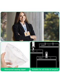 Coideal Lastic Horizontal Badge Holder - Coideal 12 Pcs Thick Name Tag Id Card Protector Holders Large Transparent Sleeve Waterproof (4.8 X 3.5 Inch)  - Image 3