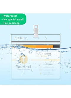 Coideal Lastic Horizontal Badge Holder - Coideal 12 Pcs Thick Name Tag Id Card Protector Holders Large Transparent Sleeve Waterproof (4.8 X 3.5 Inch)  - Image 4