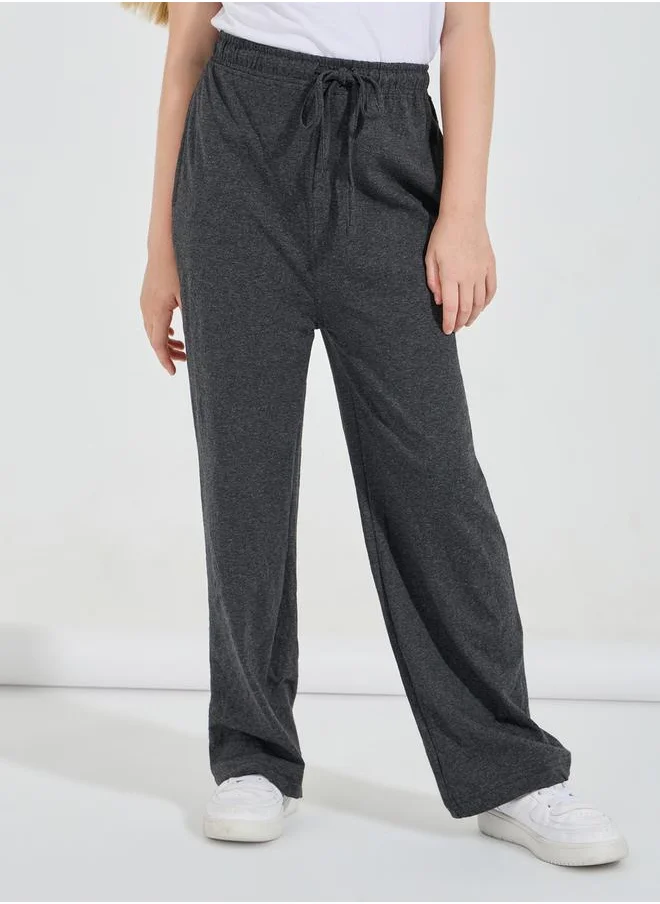 Styli Basic Wide Leg Pants with Drawstring