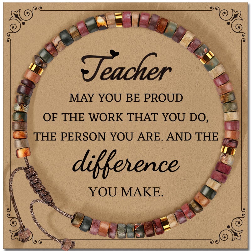 ZOKCC Teacher Appreciation Bracelet Gifts for Women: Healing Natural Stone Beads Bracelet for Women - Christmas Birthday Retirement Thanksgiving Teachers' Day Gift for Teacher from Student - Image 1