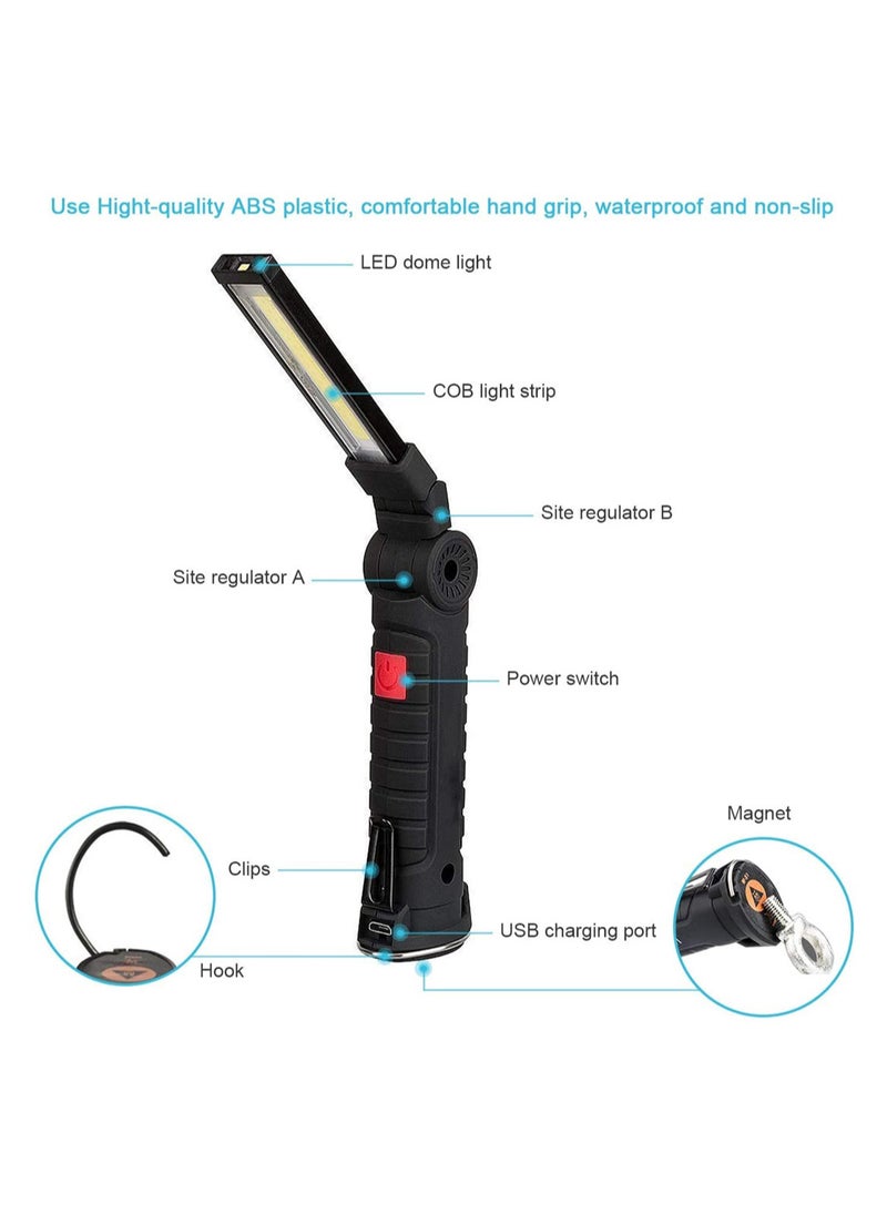 SYOSI COB LED Work Light, LED Torch Rechargeable, with Magnetic Base 360°Rotate, 5 Lighting Modes, Emergency Inspection Lamp, Portable Inspection Work Light with Hook Handy Flashlight for Household  - Image 4