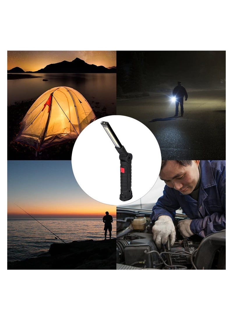 COB LED Work Light, LED Torch Rechargeable, with Magnetic Base 360°Rotate, 5 Lighting Modes, Emergency Inspection Lamp, Portable Inspection Work Light with Hook Handy Flashlight for Household