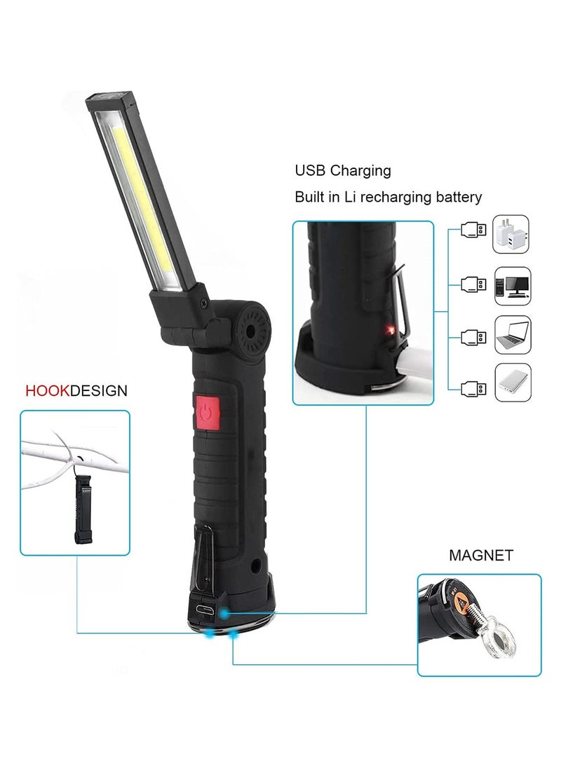 SYOSI COB LED Work Light, LED Torch Rechargeable, with Magnetic Base 360°Rotate, 5 Lighting Modes, Emergency Inspection Lamp, Portable Inspection Work Light with Hook Handy Flashlight for Household  - Image 5