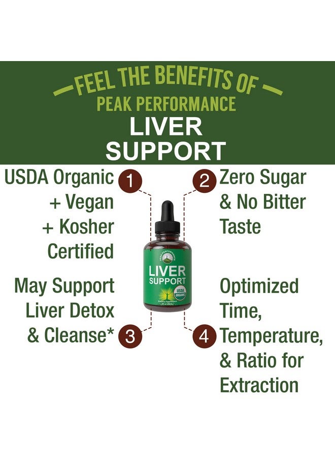 Peak Performance USDA Organic Liver Cleanse Detox & Repair. 6-in-1 Liquid Drops with Organic Milk Thistle, Artichoke Extract, and More. Zero Sugar, Liver Health Support Tincture Supplement Alternative To Capsules - Image 2