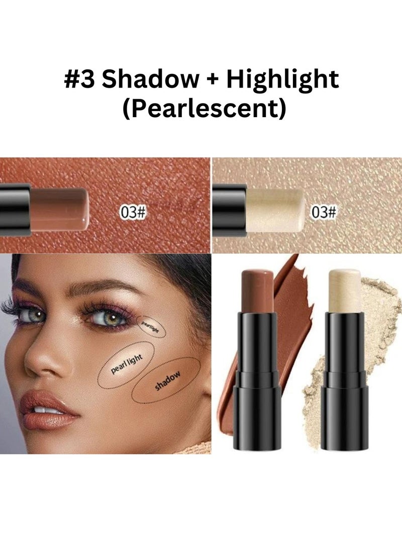 HelloKiss - Double End Highlighter Contour Stick Makeup Shading Stick and Makeup Highlighter Stick 2 in 1  Professional Long Lasting and Waterproof Face Body Contour Makeup Bronzer Stick 03 - Image 1