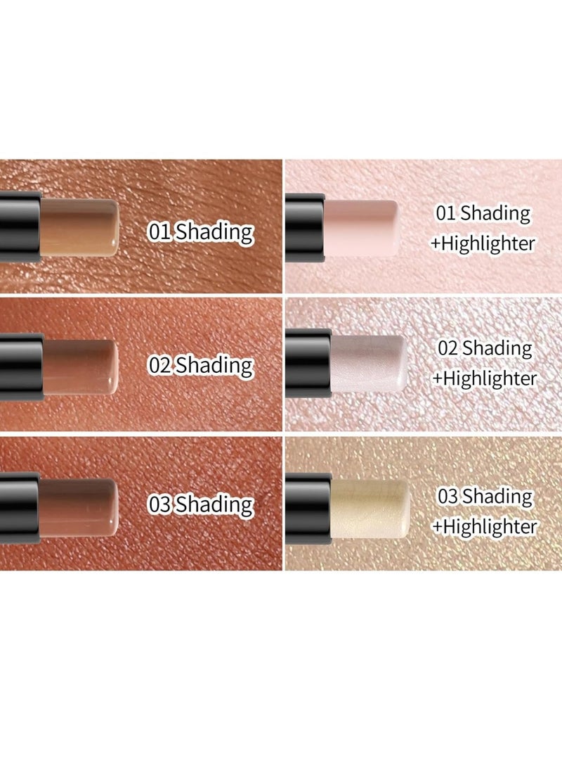 HelloKiss - Double End Highlighter Contour Stick Makeup Shading Stick and Makeup Highlighter Stick 2 in 1  Professional Long Lasting and Waterproof Face Body Contour Makeup Bronzer Stick 03 - Image 1