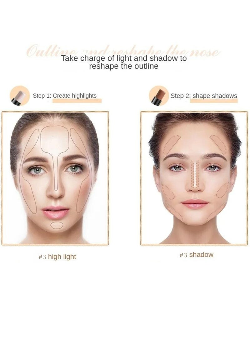 HelloKiss - Double End Highlighter Contour Stick Makeup Shading Stick and Makeup Highlighter Stick 2 in 1  Professional Long Lasting and Waterproof Face Body Contour Makeup Bronzer Stick 03 - Image 1