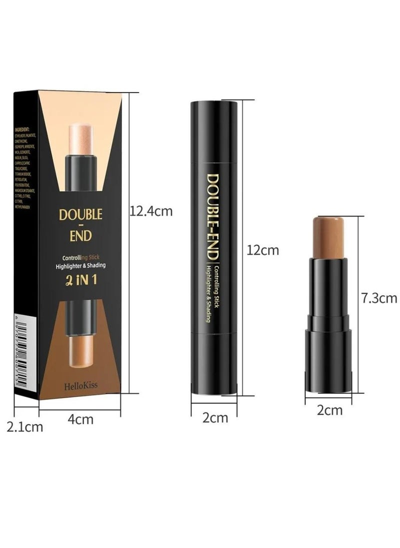 HelloKiss - Double End Highlighter Contour Stick Makeup Shading Stick and Makeup Highlighter Stick 2 in 1  Professional Long Lasting and Waterproof Face Body Contour Makeup Bronzer Stick 03 - Image 1