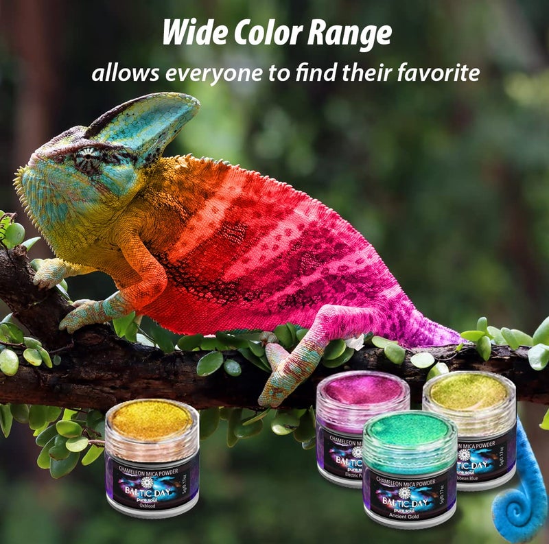 BALTIC DAY - Chameleon Mica Powder, 20 x 5g Jars of Color Shift Mica Powder Set - Epoxy Resin Color Pigment - Chameleon Pigments - Holographic Mica Powder for Resin - Image 5