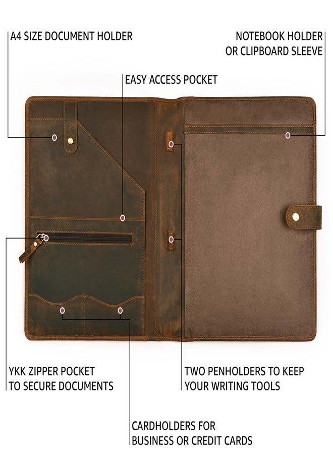 Dhampooh-Leather Portfolio - Resume Holder- Brown-Professional Business Padfolio Binder for Men & Women - Image 3