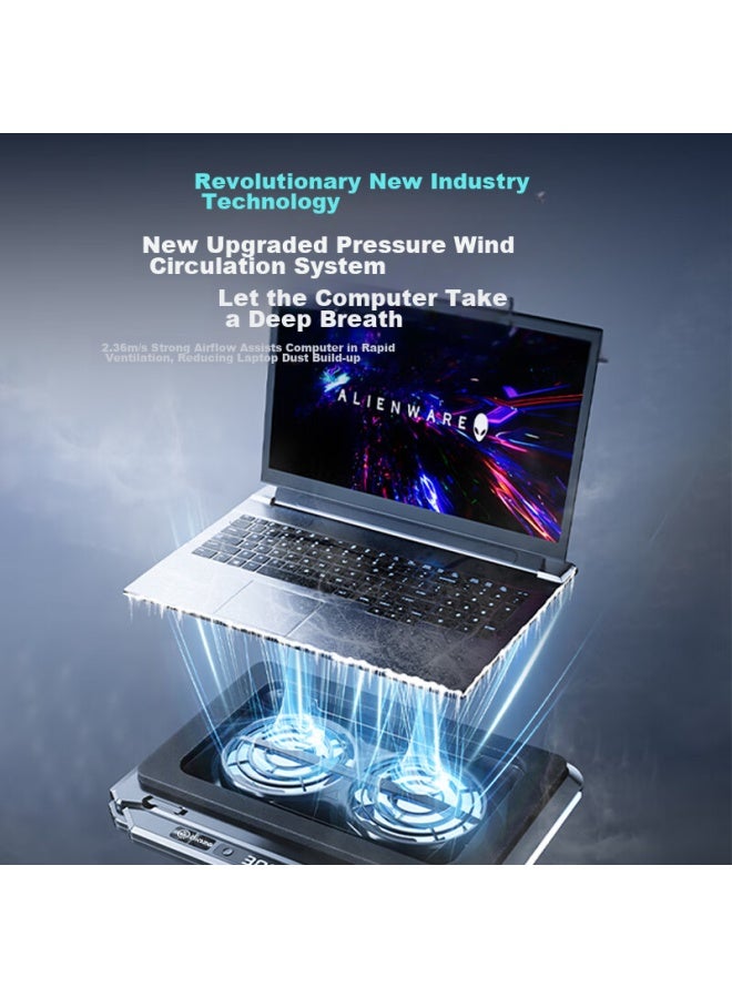 Biaze Laptop Cooling Pad With Air Pressure, Gaming Laptop Cooling Stand, High-power Adjustable Fan For Lenovo, Dell, Alienware, Aurora Pro 16, Asus Rog Water-cooled - Image 2