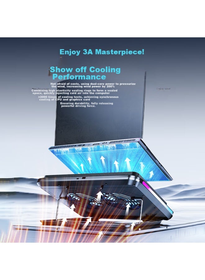 Biaze Laptop Cooling Pad With Air Pressure, Gaming Laptop Cooling Stand, High-power Adjustable Fan For Lenovo, Dell, Alienware, Aurora Pro 16, Asus Rog Water-cooled - Image 4