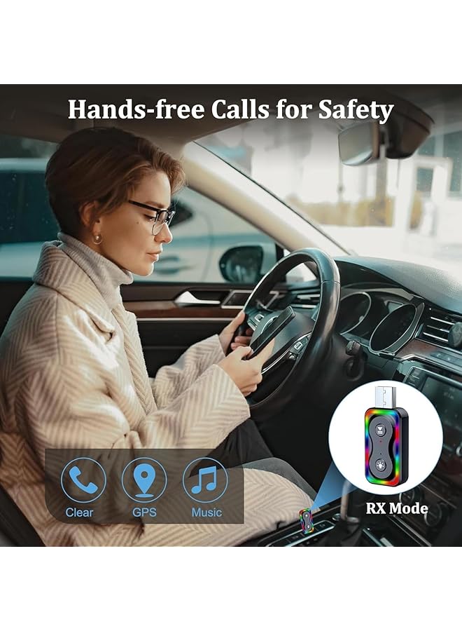 erorex Bluetooth 5.3 2 In 1 Audio Adapter With Low Latency Usb Transmitter And Receiver For Tv Car Home Stereo Headphone Speaker Stereo Sound Handsfree Calling & Navigation Portable - Image 4