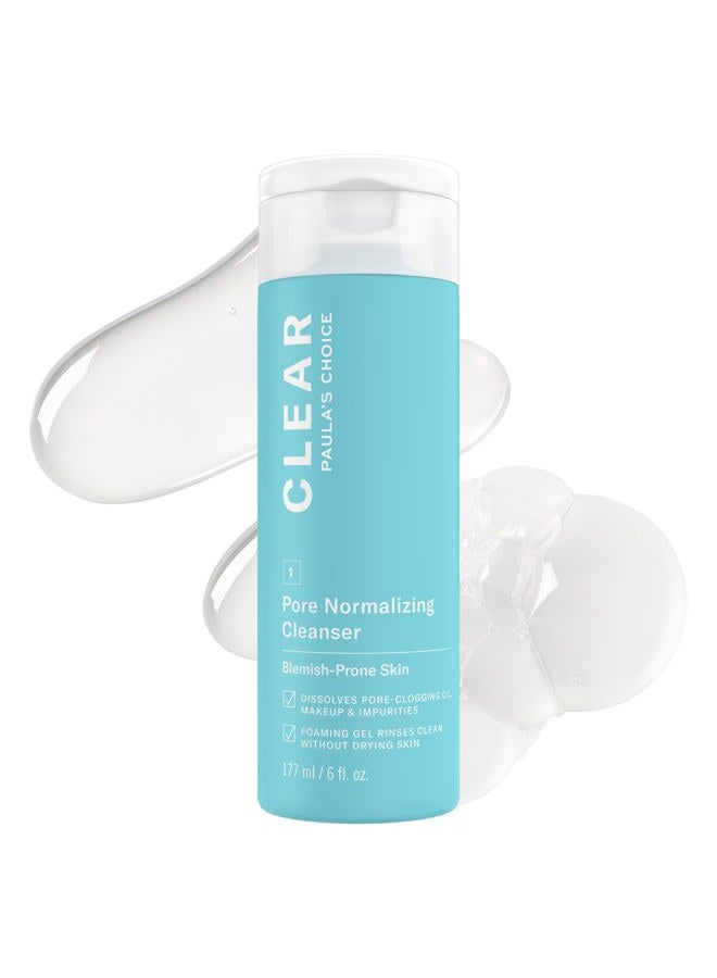 PAULA'S CHOICE CLEAR Pore Normalizing Cleanser Bottle + Refill Pouch Kit, Salicylic Acid Daily Face Wash Duo for Acne, Blackheads, Large Pores & Redness, Set of 2 - Image 1
