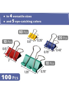 Mr. Pen - Binder Clips, 100 Pcs, Assorted Size And Color, Paper Clips, Binder Clips Assorted, Paper Binder Clips, Colored Binder Clips, Clips For Paper, Paper Clamps, Metal Binder Clips, Clips  - Image 2
