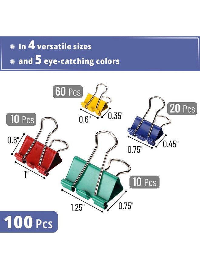 Mr. Pen - Binder Clips, 100 Pcs, Assorted Size And Color, Paper Clips, Binder Clips Assorted, Paper Binder Clips, Colored Binder Clips, Clips For Paper, Paper Clamps, Metal Binder Clips, Clips - Image 2