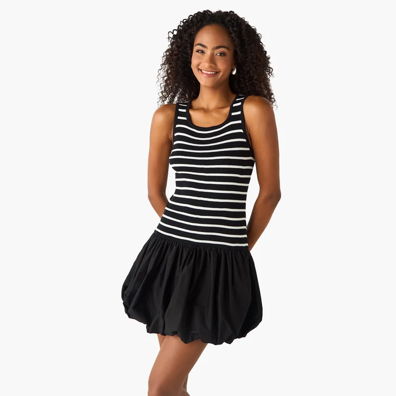2Xtremz 2Xtremz Striped Sleeveless Balloon Dress