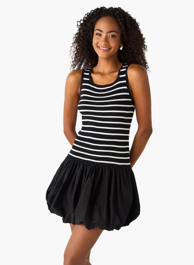 2Xtremz 2Xtremz Striped Sleeveless Balloon Dress