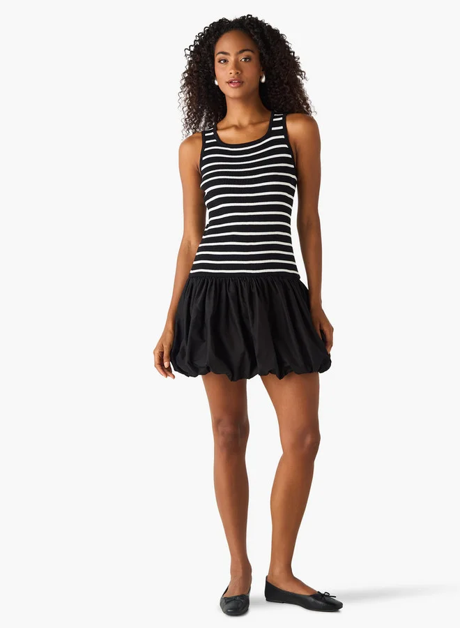 2Xtremz 2Xtremz Striped Sleeveless Balloon Dress