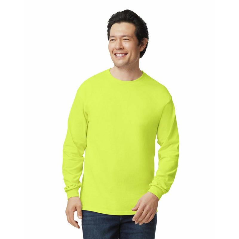 Gildan Men's Ultra Cotton Long Sleeve T-Shirt, Style G2400, Multipack, Safety Green (10-Pack), Large - Image 2