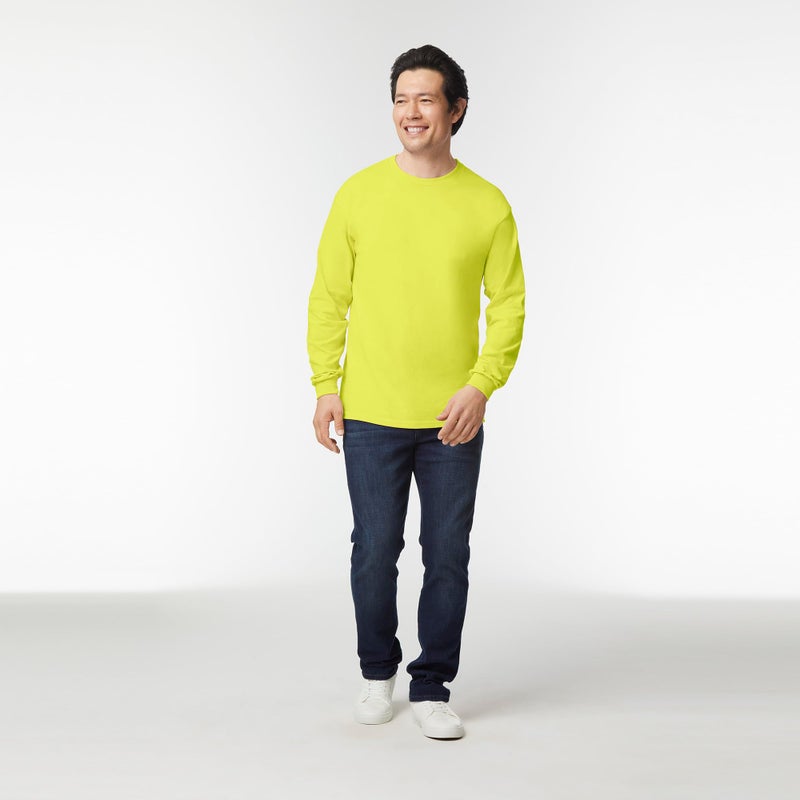 Gildan Men's Ultra Cotton Long Sleeve T-Shirt, Style G2400, Multipack, Safety Green (10-Pack), Large - Image 3