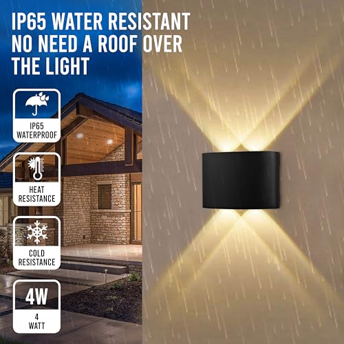 Gesto 4W Waterproof Led Wall Light for Home Decoration – Up Down 2-Way LED Wall Lamp | IP65 Outdoor Fancy Wall Lights for Balcony,Gate,Elevation,Garden,Patio | Decorative Wall Mount Light -Pack of 1 - Image 2