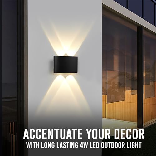 Gesto 4W Waterproof Led Wall Light for Home Decoration – Up Down 2-Way LED Wall Lamp | IP65 Outdoor Fancy Wall Lights for Balcony,Gate,Elevation,Garden,Patio | Decorative Wall Mount Light -Pack of 1 - Image 4