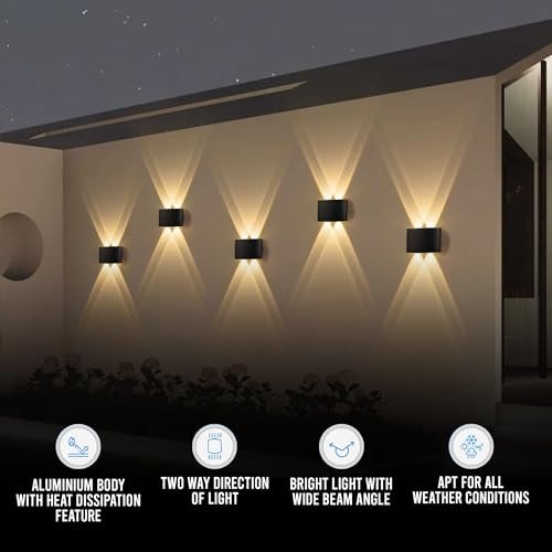 Gesto 4W Waterproof Led Wall Light for Home Decoration – Up Down 2-Way LED Wall Lamp | IP65 Outdoor Fancy Wall Lights for Balcony,Gate,Elevation,Garden,Patio | Decorative Wall Mount Light -Pack of 1 - Image 3