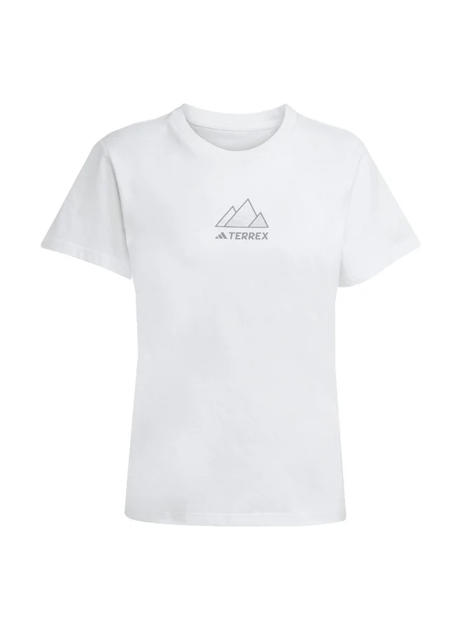 Adidas Adidas W Athlete White Graphic Tee (Short Sleeve) T-Shirts For Women