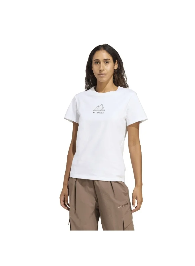 Adidas Adidas W Athlete White Graphic Tee (Short Sleeve) T-Shirts For Women