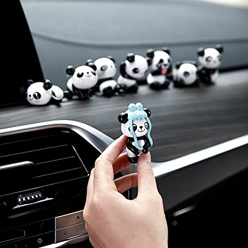YGMONER 8 Pcs Mini Figurine Car Dashboard Decoration Cute Car Interior Ornaments Cake Toppers (Panda) - Image 3
