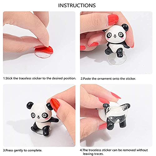 YGMONER 8 Pcs Mini Figurine Car Dashboard Decoration Cute Car Interior Ornaments Cake Toppers (Panda) - Image 4