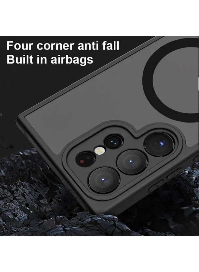 جيناو غطاء سامسونج جالكسي إس 25 ألترا المغناطيسي المتوافق مع ماج سيف - مقاوم للصدمات بمواصفات عسكرية مع خلفية نصف شفافة مات واقية بالكامل - Image 2