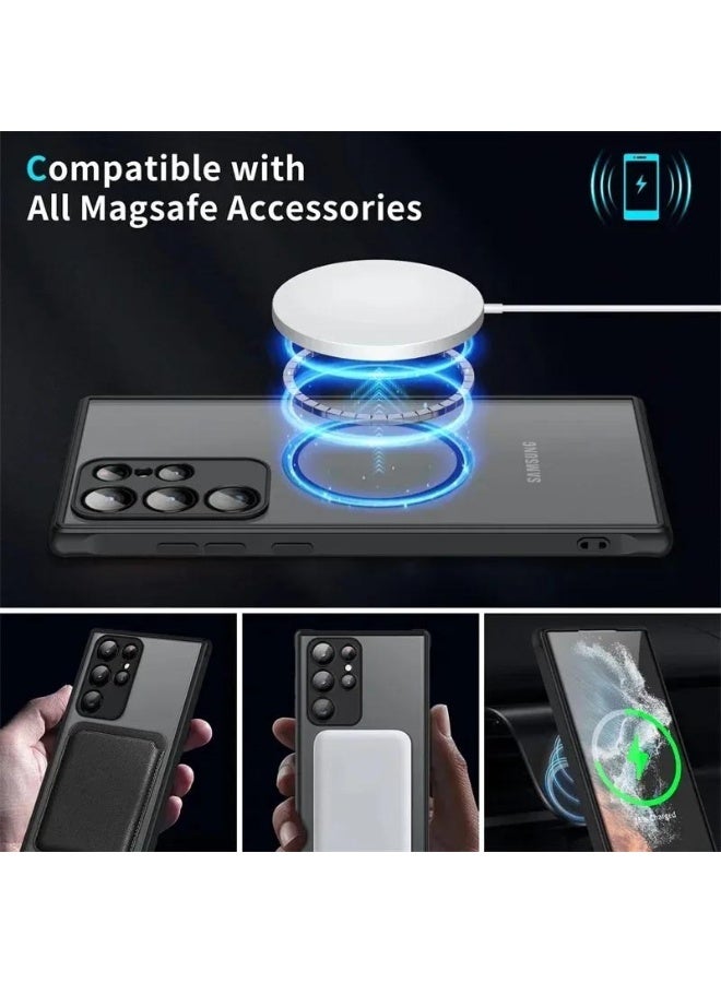 جيناو غطاء سامسونج جالكسي إس 25 ألترا المغناطيسي المتوافق مع ماج سيف - مقاوم للصدمات بمواصفات عسكرية مع خلفية نصف شفافة مات واقية بالكامل - Image 3