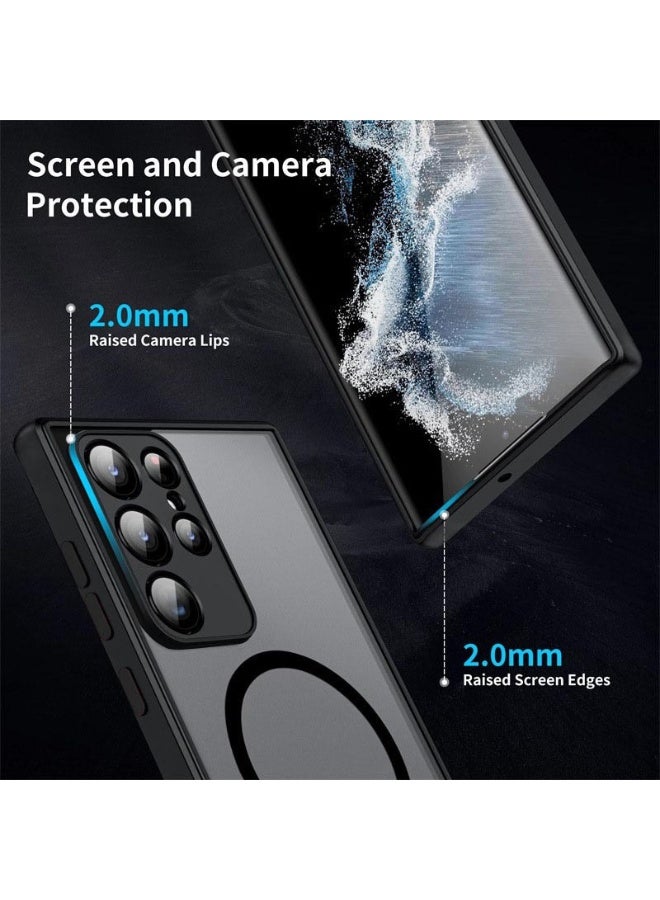 جيناو غطاء سامسونج جالكسي إس 25 ألترا المغناطيسي المتوافق مع ماج سيف - مقاوم للصدمات بمواصفات عسكرية مع خلفية نصف شفافة مات واقية بالكامل - Image 4