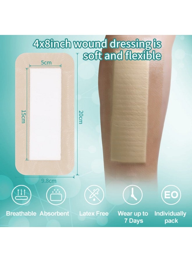 Dimora Dimora Silicone Foam Dressing with Border Adhesive 4"x8" Waterproof Wound Dressing Bandage for Wound Care 5 Pack… - Image 2