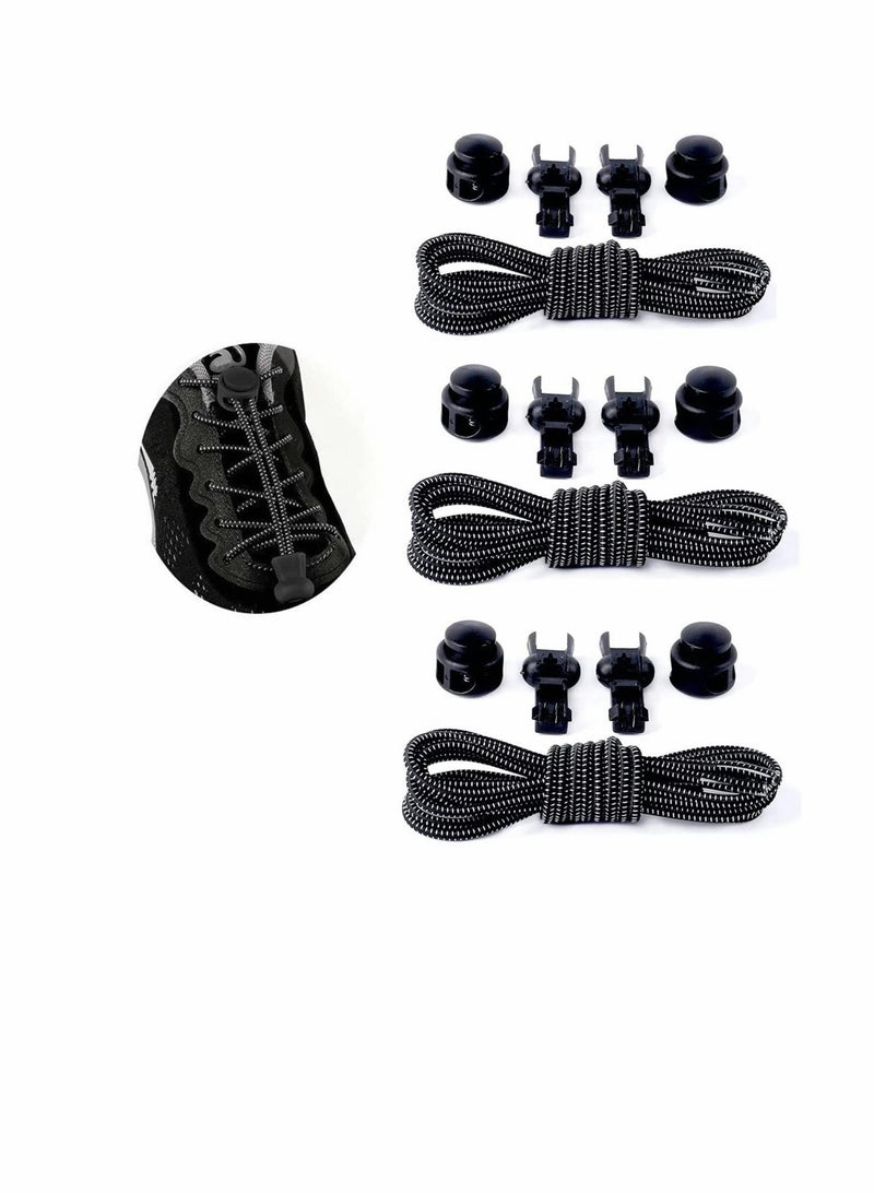 Zikra Elastic Laces, No Tie Shoe Laces, Locks Tieless Shoelaces, One Size Shoelaces All for Adults and Kids Sneakers 3 Pairs - Image 1