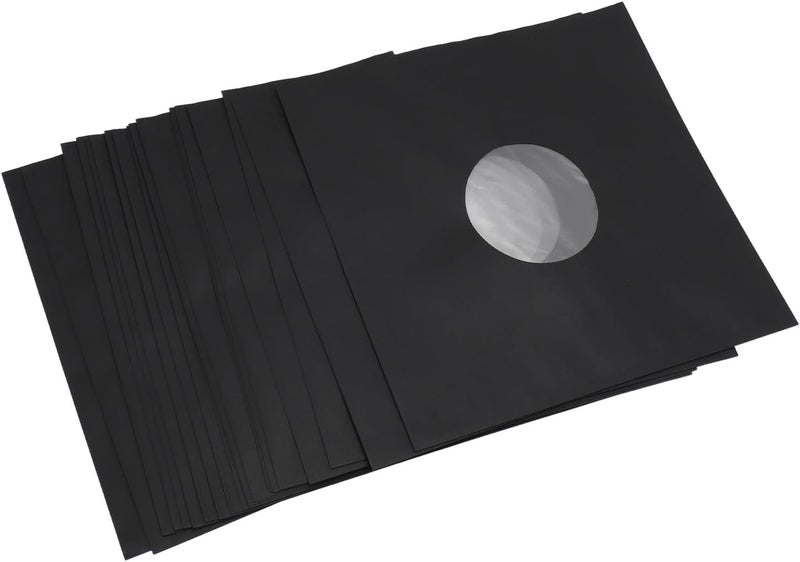 Keenso 20PCS 12in Record Kraft Paper Jackets Matte Black Protective Outer Sleeves for 33 RPM s with Diecut Center Hole Antistatic Kraft Paper Face Preserves Record Quality - Image 3