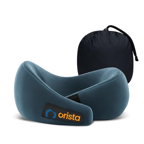 Orista™ Travel Neck Pillow | Premium Memory Foam Neck Pillow for Flight Travel, Car Sleeping | Adjustable Head Rest, Neck Rest Travelling Pillow for Sleeping Head Support | Teal Green Velvet - Image 1
