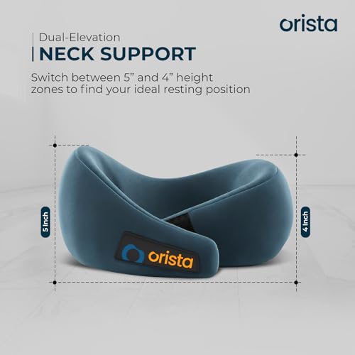 Orista™ Travel Neck Pillow | Premium Memory Foam Neck Pillow for Flight Travel, Car Sleeping | Adjustable Head Rest, Neck Rest Travelling Pillow for Sleeping Head Support | Teal Green Velvet - Image 2