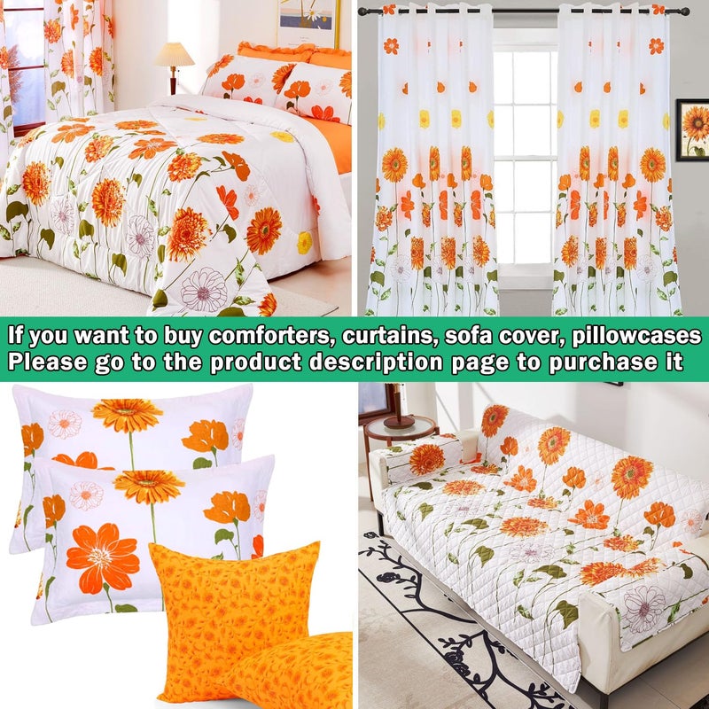 EVENHUG 100% Cotton Quilt Queen Size Orange Sunflower Bedding Set Floral Lightweight Quilt Reversible Coverlet Bedspread with 2 Pillow Shams All Seasons 3 Pieces (92"x96") - Image 5