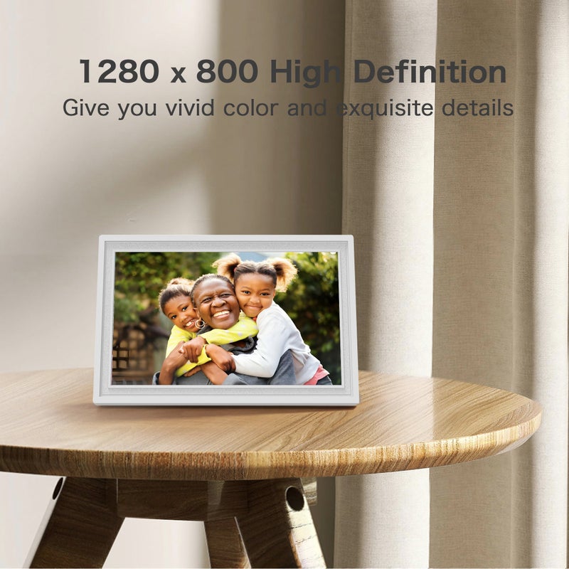 Pastigio Digital Picture Frame WiFi, 10.1 Inch Frameo Digital Photo Frame, 32GB Memory, 1280*800 HD Touch Screen, Auto-Rotate, Share Pictures Videos Instantly, Wedding, Birthday Gifts for Women, Mom, Dad Gifts - Image 4