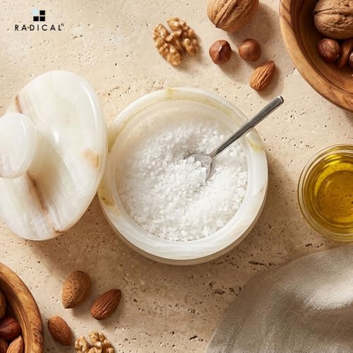 Radicaln Marble Salt Cellar with Lid 4 Inch White Onyx Handmade Salt Jar Table Salt Storage For Kitchen Countertop Ideal Salt Container Salt Dish Sugar Bowl For Kitchen Counter - Image 3